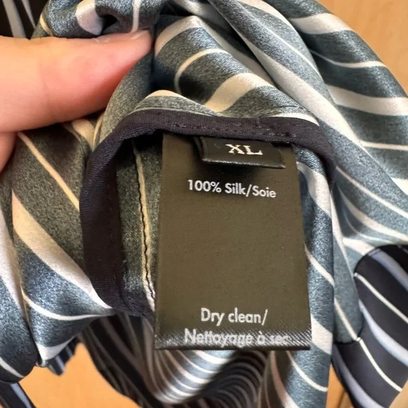 CO 100% Silk Striped Blouse Shirt - XL - Picture 4 of 6